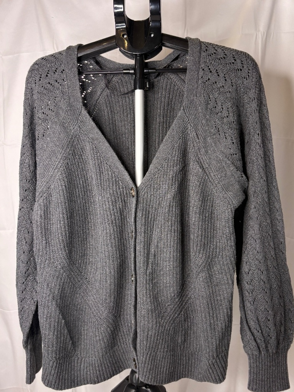 Torrid V-Neck Dark Gray Button Front Cardigan Sz 3 Plus